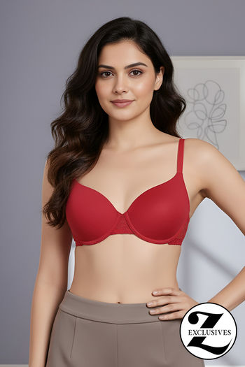 Buy Zivame Beautiful Basics Padded Wired Medium Coverage T-Shirt Bra - Chinese Red